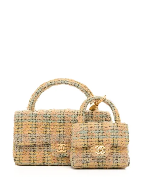 CHANEL Pre-Owned 1992 tweed Classic Flap two-in-one handbag set Yellow 2972912