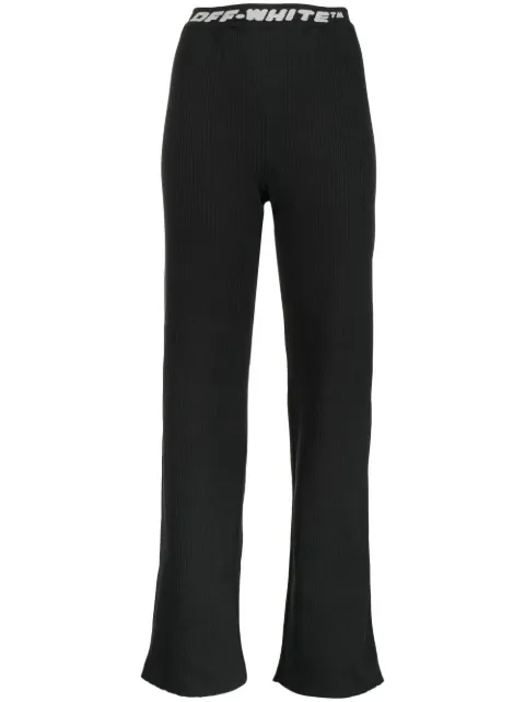 Off-White logo-waistband straight-leg trousers Black OWHG006C99KNI0011100