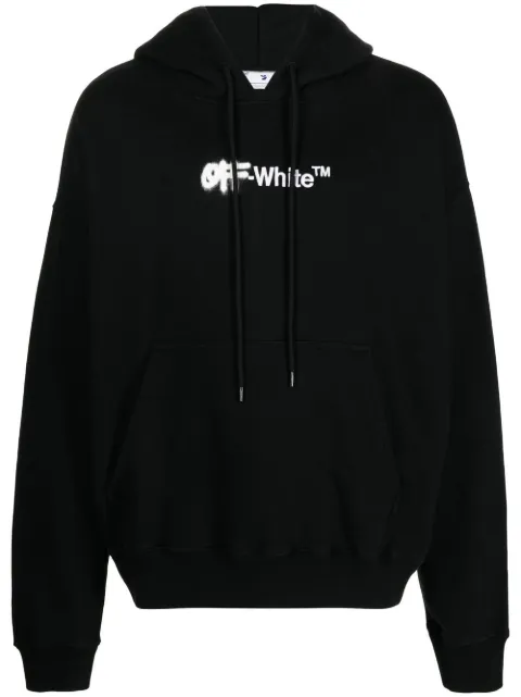 Off-White Spray Helvetica logo-embroidered hoodie Black OMBB085F22FLE0022100