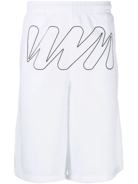 Off-White Wave Outl Diagonal mesh shorts White OMCB076F22FAB0011011