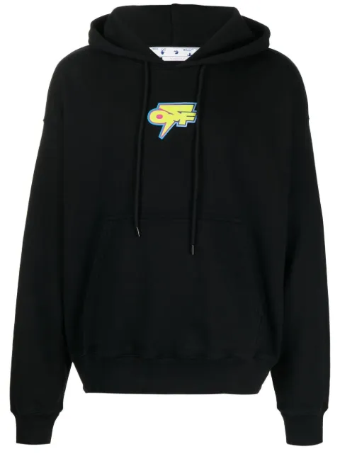 Off-White Thunder print skate hoodie Black OMBB085F22FLE0044107