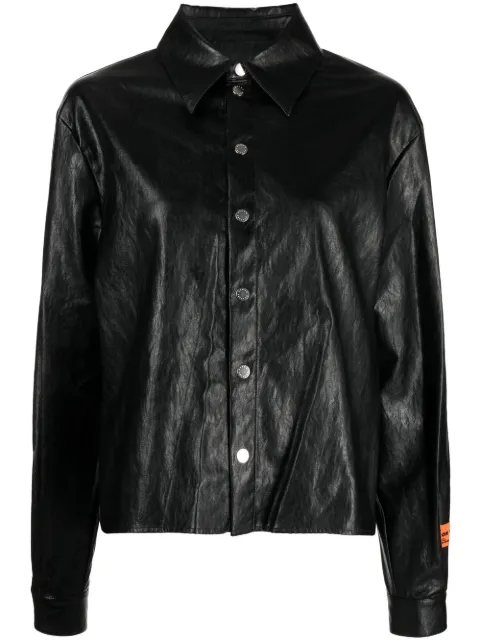 Heron Preston shimmer-finish long-sleeve shirt Black HWGA022F22FAB0011100