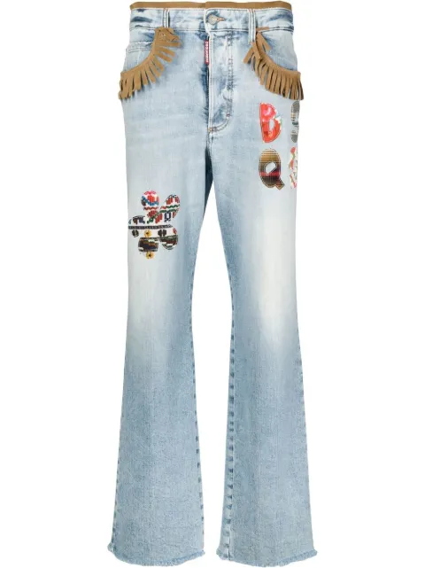 DSQUARED2 fringed-trim bootcut jeans Blue S75LB0673S30663