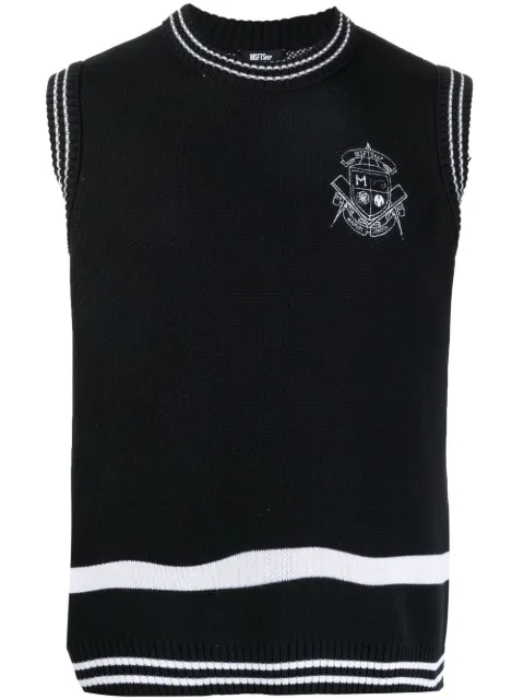 MSFTSrep intarsia-knit logo vest 33MSFWM601R