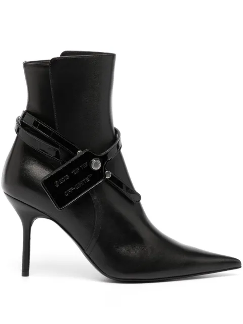 Off-White Zip Tie stiletto ankle boots Black OWID016F22LEA0022101