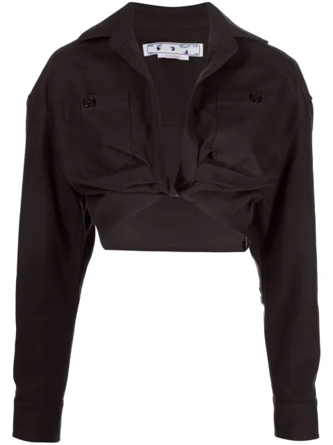 Off-White twisted cropped shirt Grey OWGA118F22FAB0033070
