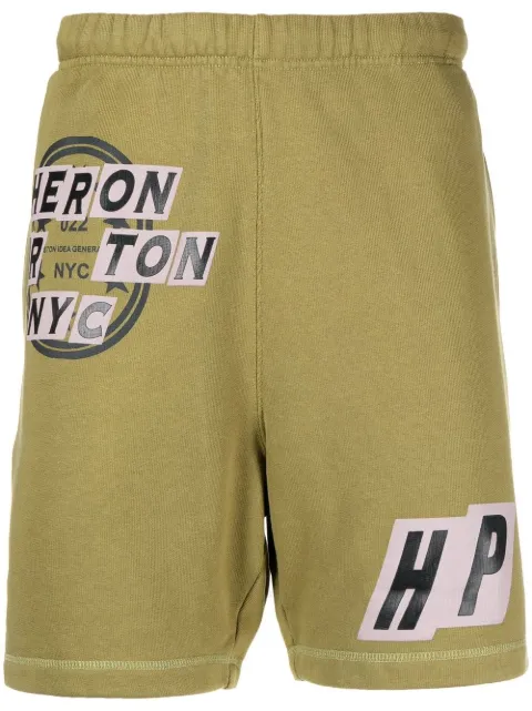 Heron Preston logo-print track shorts Green HMCI011F22JER0033550