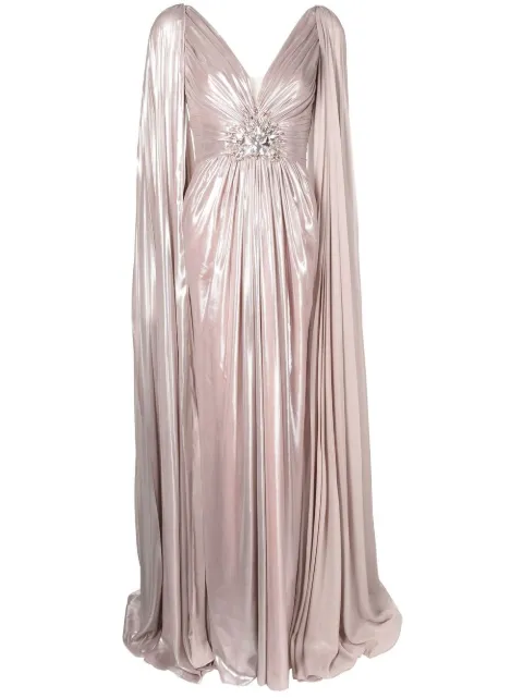 Jenny Packham Celia cape-sleeved gown Pink CCD113L
