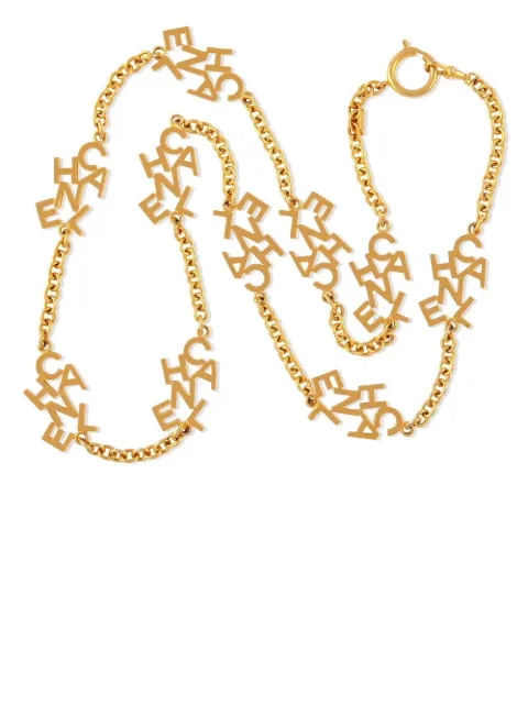 CHANEL Pre-Owned 1980s logo lettering long necklace Gold NL025073