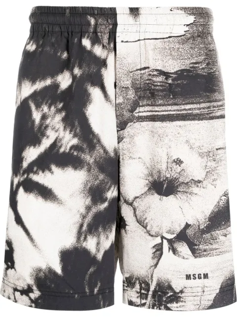 MSGM graphic-print track shorts Black 3440MB05237021