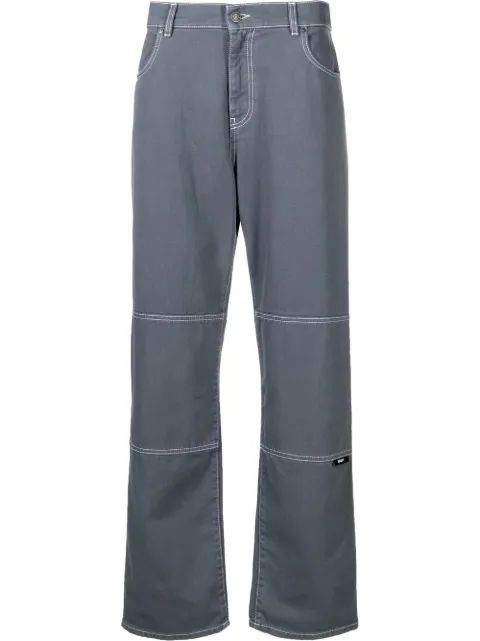 MSGM logo-print straight-leg trousers Grey 3440MP52T23728996