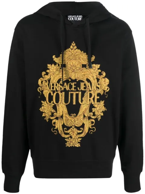 Versace Jeans Couture logo-print cotton hoodie Black 73GAIP02CF01P