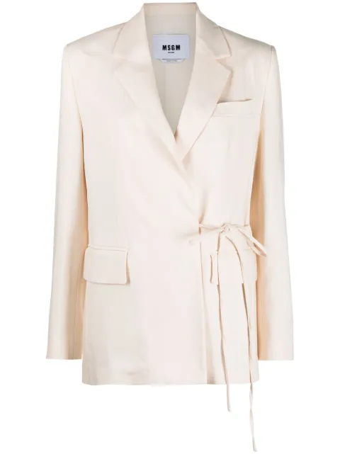MSGM single-breasted tie-fastening blazer Neutrals 3441MDG1223710104
