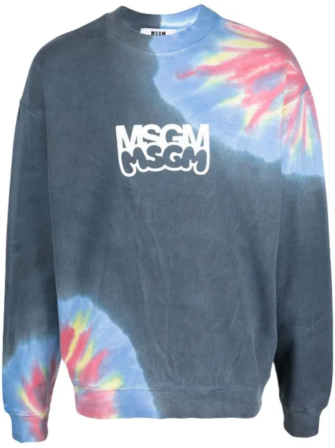 MSGM logo-print tie-dye sweatshirt Blue 3440MM9823709288