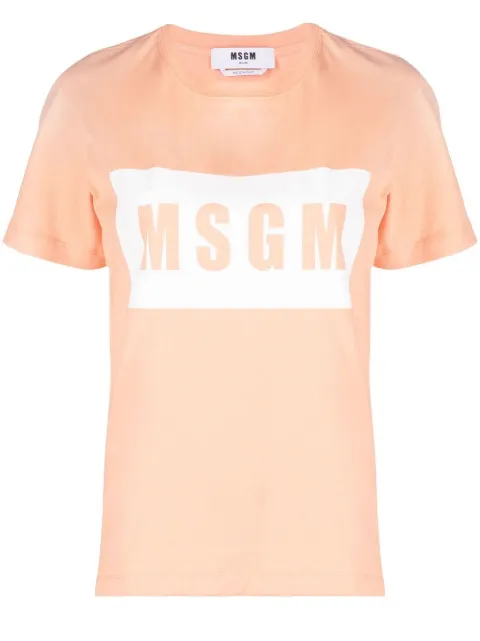 MSGM logo-print short-sleeve T-shirt Orange 3441MDM52023700210