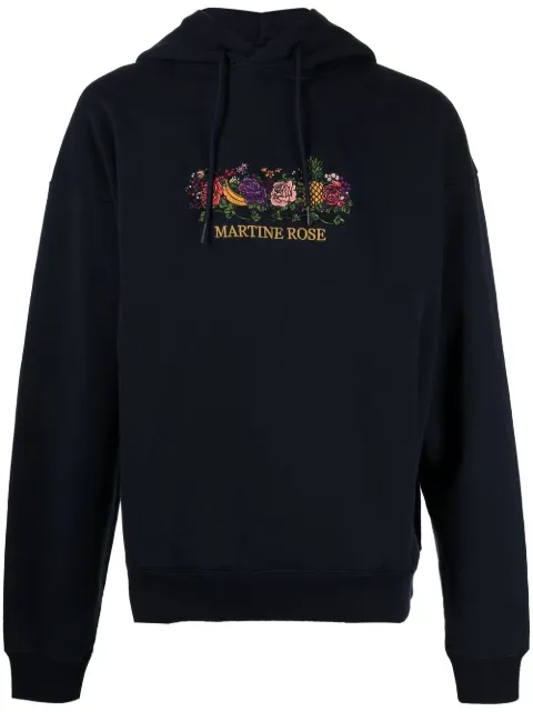Martine Rose logo-embroidered drawstring hoodie Blue MRAW22602