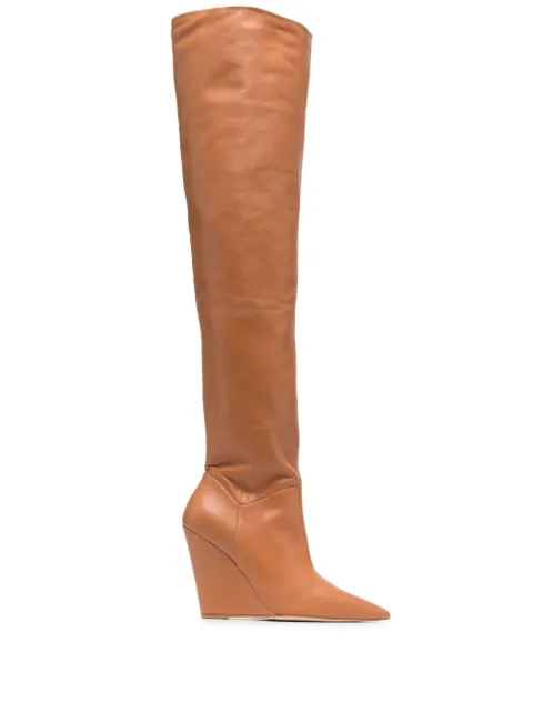 Stuart Weitzman pointed leather knee-high boots Neutrals SB652