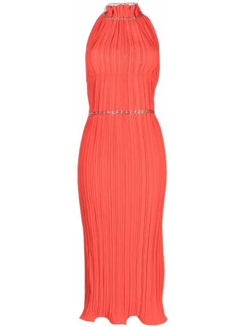 Dion Lee chain-detail pleated midi dress Red A9887F22