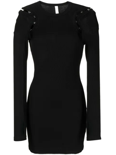 Dion Lee hook and eye ribbed mini dress Black A9878F22