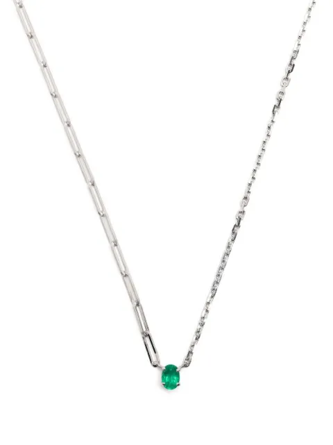Yvonne Léon 18kt white gold Collier emerald necklace Silver COLLIERSOLITAIREGM