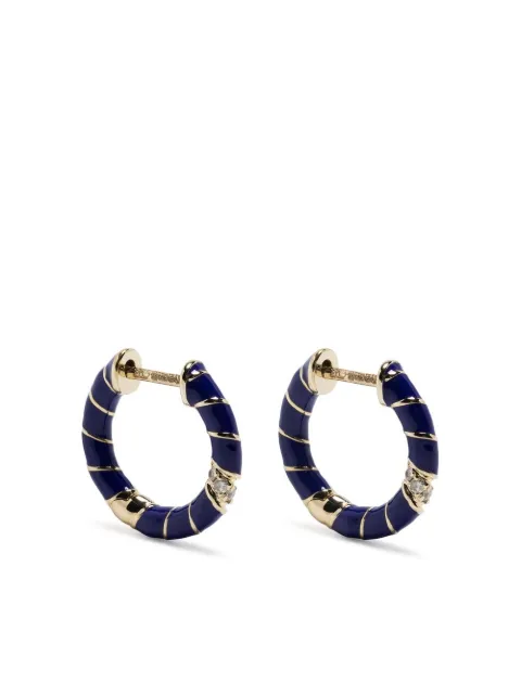 Yvonne Léon 9kt yellow gold diamond and enamel hoop earring Blue PAIREDECREOLESMIN