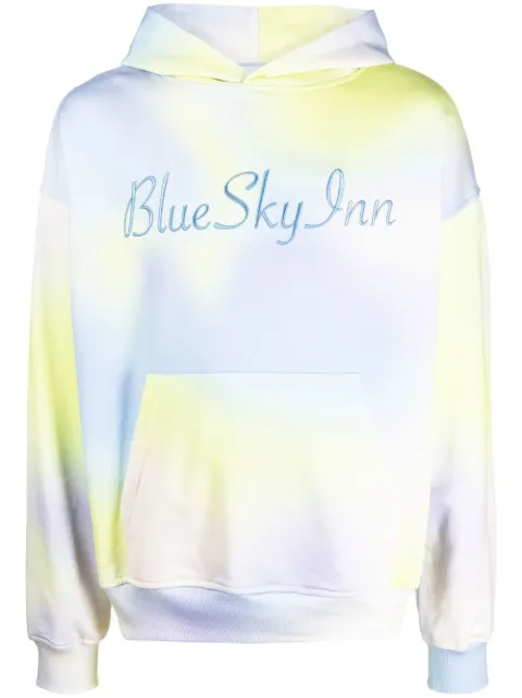 BLUE SKY INN logo-embroidered tie dye hoodie Blue BS2202HO001