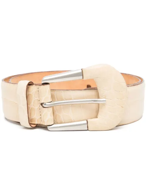Giorgio Armani Pre-Owned 2000s snakeskin-effect buckled belt Neutrals GIAR150W
