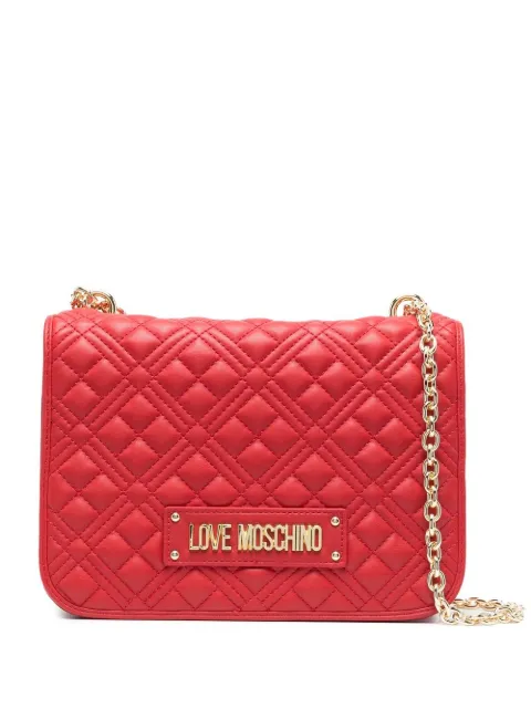 Love Moschino quilted logo-plaque shoulder bag Red JC4000PP1FLA0
