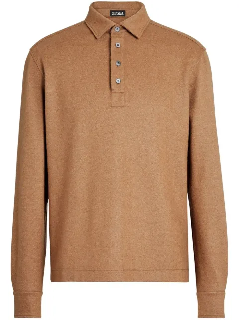 Zegna cashmere-silk blend polo shirt Brown UA353A782