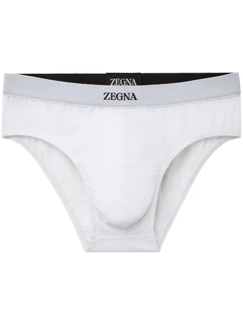 Zegna logo-print cotton midi briefs White N2L61009