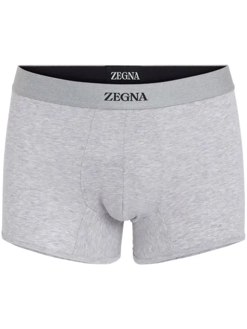 Zegna logo-waistband cotton boxers Grey N2LC6009
