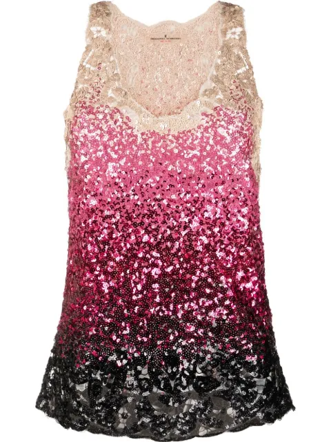 Ermanno Scervino sequin embellished tank top Neutrals D412L312BKQ