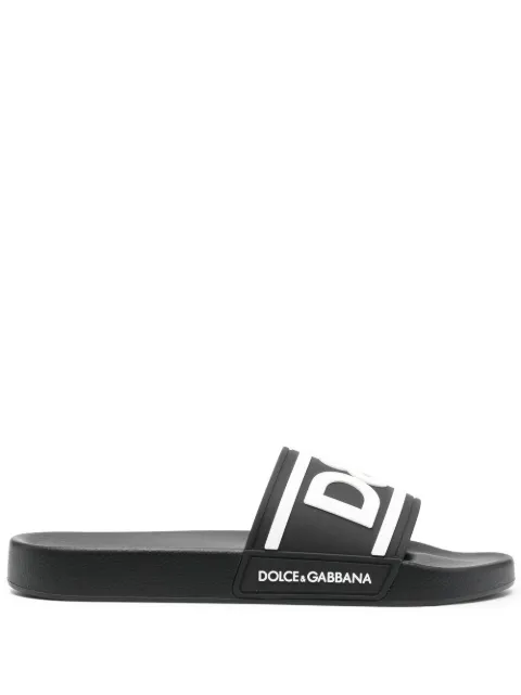 Dolce & Gabbana logo-print beach sliders Black CS2072AQ858