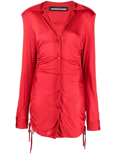 ANDREĀDAMO v-neck ruched dress Red ADFW22DR01290107