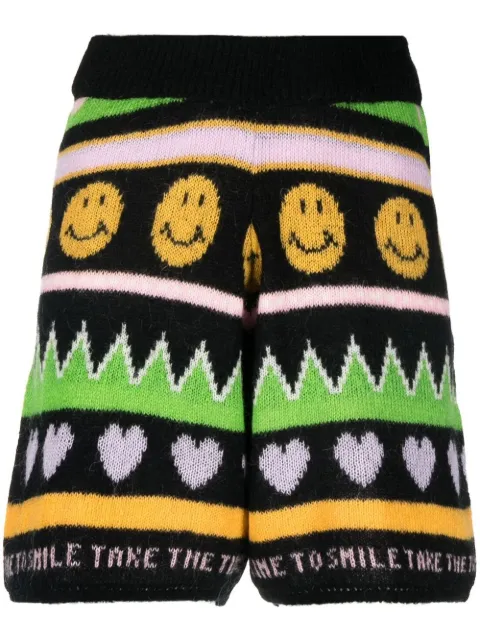 Joshua Sanders graphic-print knitted shorts Black 10127
