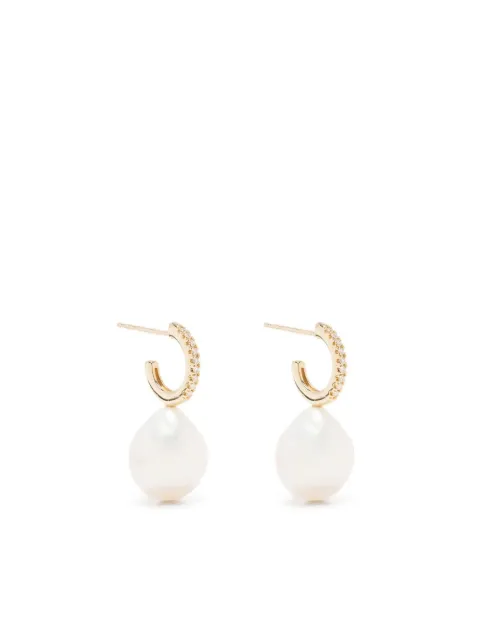 Mizuki 14kt yellow gold pearl and diamond earrings Gold SBE348