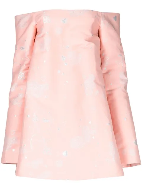 Macgraw Virtuoso off-shoulder jacquard dress Pink VirtuosoDressinPinkJacquard