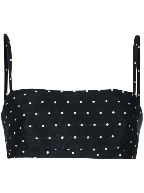 Macgraw Abbey polka-dot cropped top Black AbbeyBrainSpotJacquard