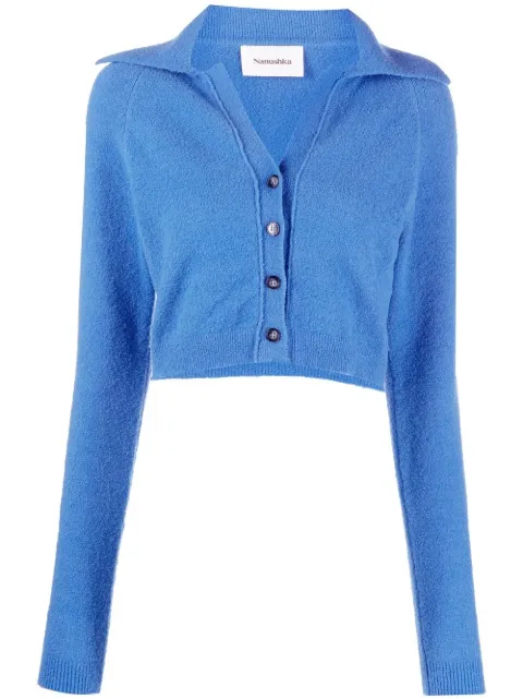 Nanushka spread-collar cropped cardigan Blue NW22PFSW00453