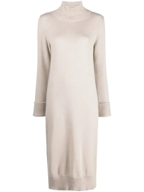 Eleventy funnel-neck knitted midi dress Neutrals F86ABIF03MAG0F063
