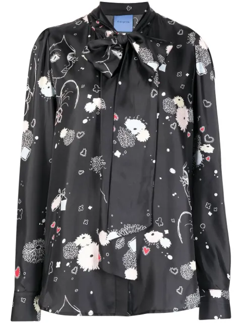 Macgraw Illumination bow-detail shirt Black IlluminationBlouseinBlackPrint