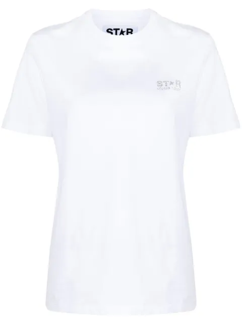 Golden Goose white T-shirt with silver glitter logo and star White GWP01220P000880