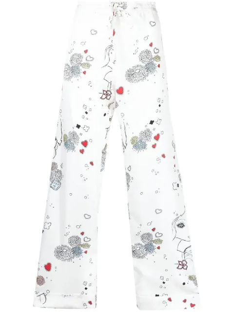 Macgraw drawstring loose-fit trousers White RythmicTrouserinWhitePrint
