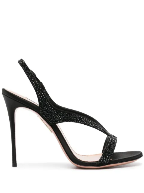 Aquazzura Izzy 105mm crystal-embellished slingback sandals Black IZYHIGS0SSD000