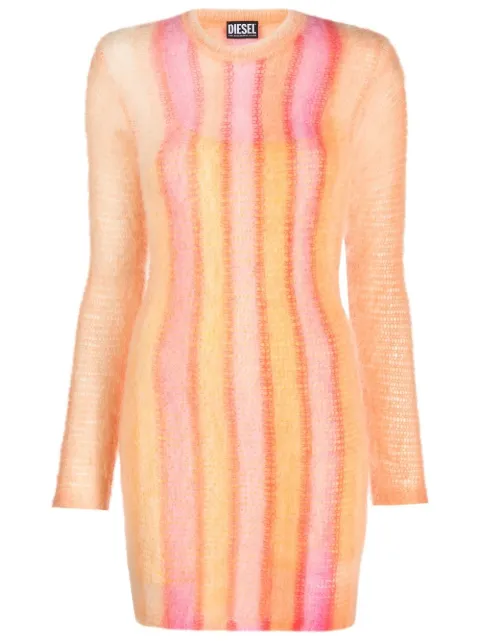 Diesel striped-knit bodycon dress Orange A067250CGBY