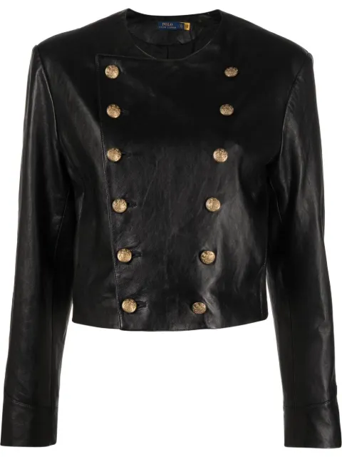 Polo Ralph Lauren double-breasted leather jacket Black 211881497001