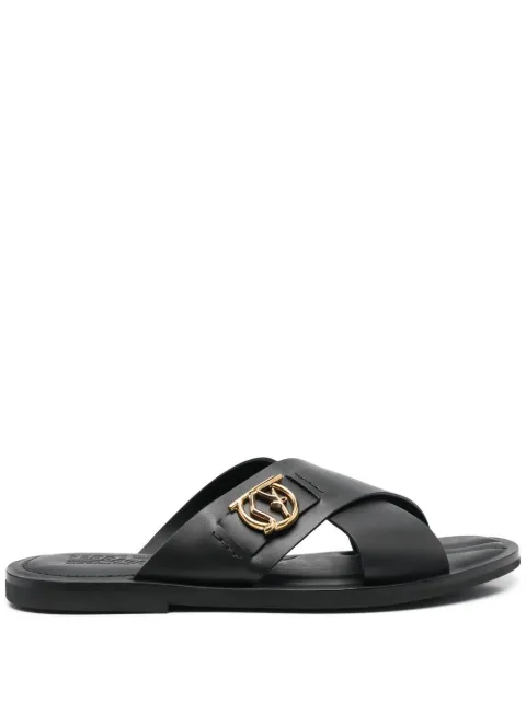 Ferragamo logo-plaque leather sandals Black 756070
