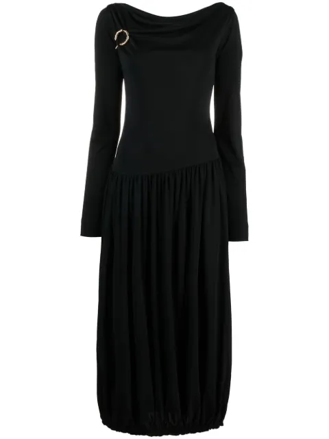 Lanvin long-sleeve asymmetric midi dress Black RWDR00044792P23