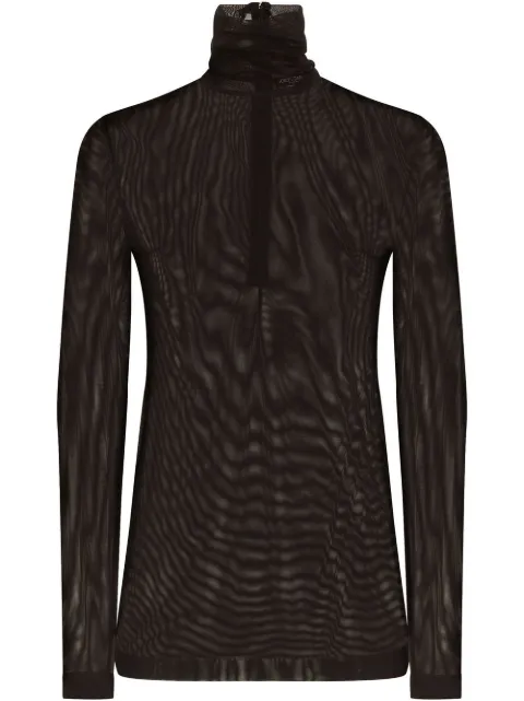 Dolce & Gabbana sheer half-zip mesh top Black F759LTFLRC2