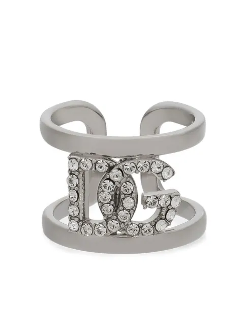Dolce & Gabbana rhinestone-embellished logo ring Silver WRO8L4W1111